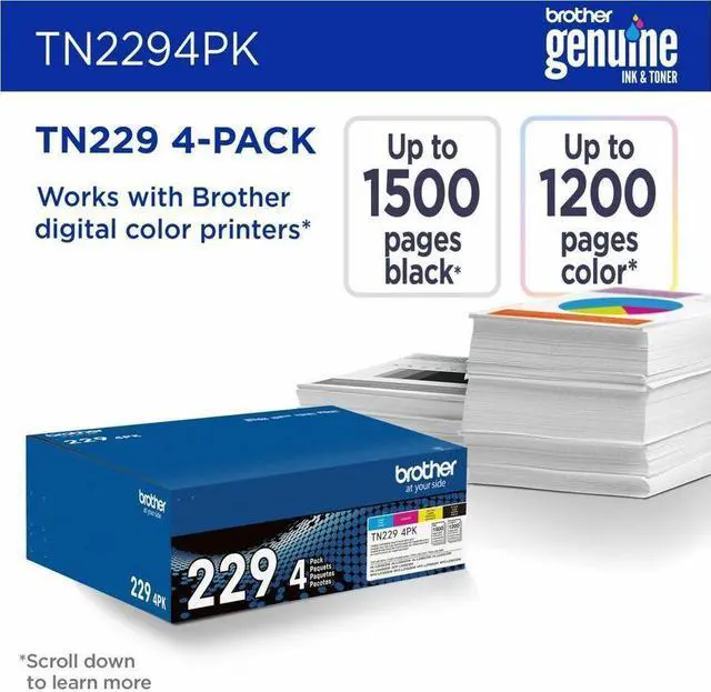 Alt view image 16 of 16 - Brother Genuine TN2294PK Standard Yield Toner Cartridge B/C/M/Y Multi-Pack