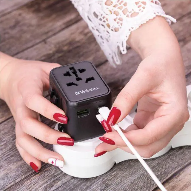 Alt view image 4 of 8 - Verbatim UTA-02 Universal Travel Adapter 20W - USB -C, USB-A - 120 V AC, 230 V AC Input - 5 V DC/10 A, 9 V DC, 12 V DC Output