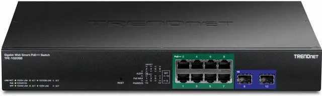 Alt view image 5 of 7 - TRENDnet TPE-1020SB, 10-Port Gigabit Web Smart PoE++ Switch