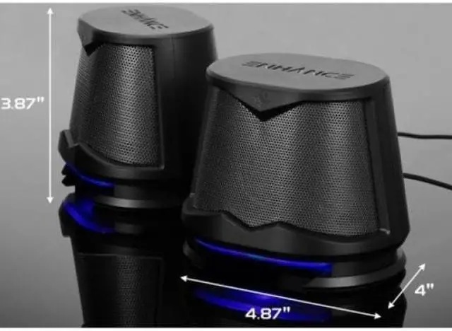 Alt view image 2 of 7 - ENHANCE SB2 High Excursion Speakers with Blue LED Lights, 10W Peak Sound, 3.5mm Wired Connection