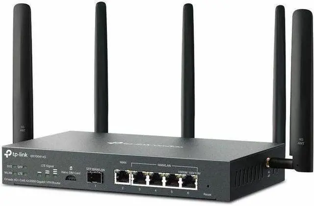 Alt view image 3 of 10 - TP-Link ER706W-4G Omada 4G+ Cat6 AX3000 Gigabit VPN Gateway Router | Wi-Fi 6 AX3000 Dual Band with LTE | Supports Omada Mesh | Easy Set-up