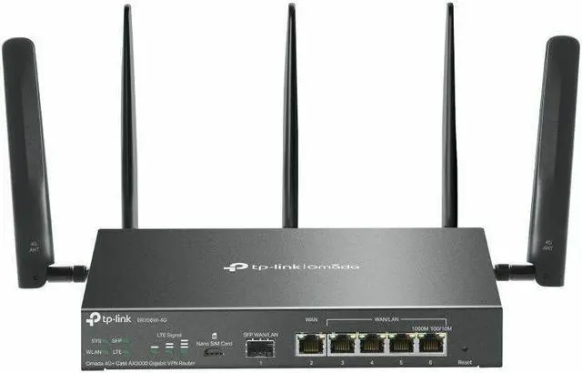 Alt view image 4 of 10 - TP-Link ER706W-4G Omada 4G+ Cat6 AX3000 Gigabit VPN Gateway Router | Wi-Fi 6 AX3000 Dual Band with LTE | Supports Omada Mesh | Easy Set-up