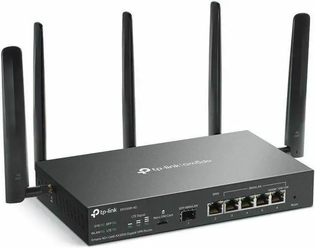 Alt view image 5 of 10 - TP-Link ER706W-4G Omada 4G+ Cat6 AX3000 Gigabit VPN Gateway Router | Wi-Fi 6 AX3000 Dual Band with LTE | Supports Omada Mesh | Easy Set-up