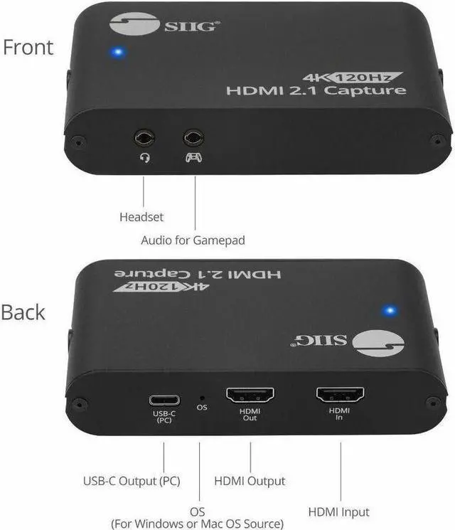 Alt view image 6 of 8 - SIIG 4K120Hz HDMI 2.1 Capture Device for Gaming and Streaming - 4K60Hz Capture - 4K 120Hz/144Hz Loopout - USB-C 10Gbps - TAA Compliant - 4K120Hz HDMI 2.1 Capture Device for Gaming and Streaming - Easi