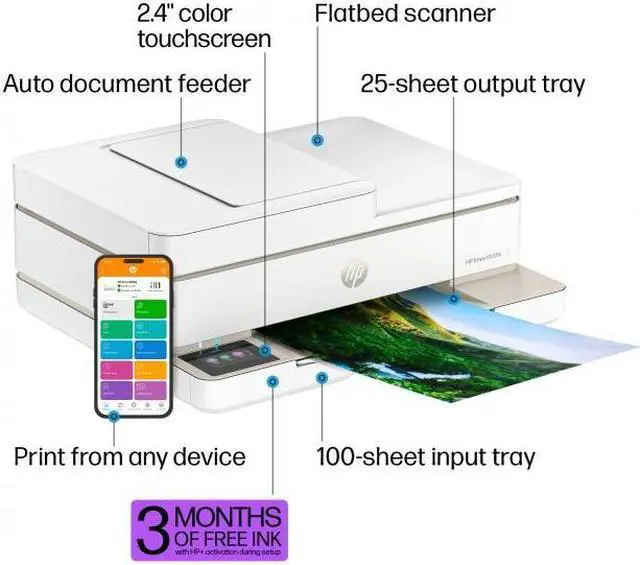 Alt view image 13 of 13 - HP Envy 6555e All-in-One Inkjet Printer, Color Mobile Print, Copy, Scan, Mobile