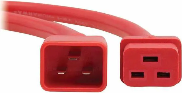 Alt view image 4 of 8 - Eaton Tripp Lite series Power Extension Cord, C20 to C19 - Heavy-Duty, 20A, 250V, 12 AWG, 6 ft. (1.8 m), Red
