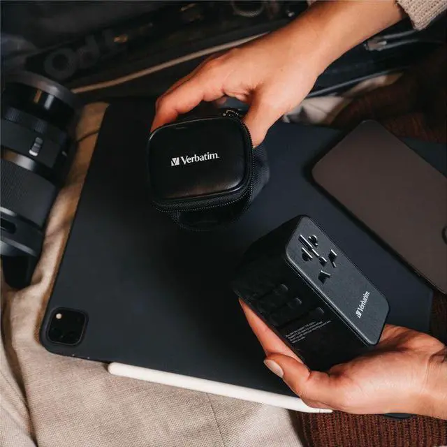 Alt view image 2 of 14 - Verbatim UTA-06 Gan III Universal Travel Adapter 100W - USB-C, USB-A - 100 W - 120 V AC, 230 V AC Input
