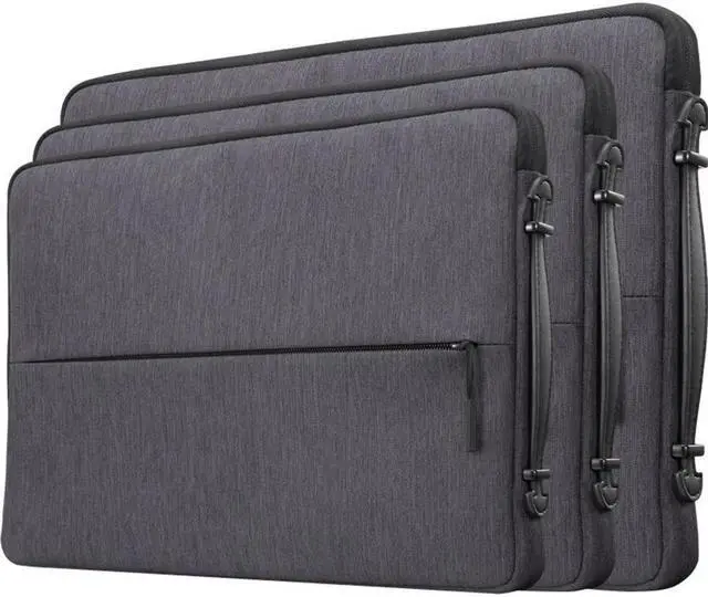 Alt view image 3 of 16 - lenovo urban laptop sleeve for 14" notebook, water resistant, soft padded compartments, accessory storage, reinforced rubber corners, extendable handle, gx40z50941, charcoal grey