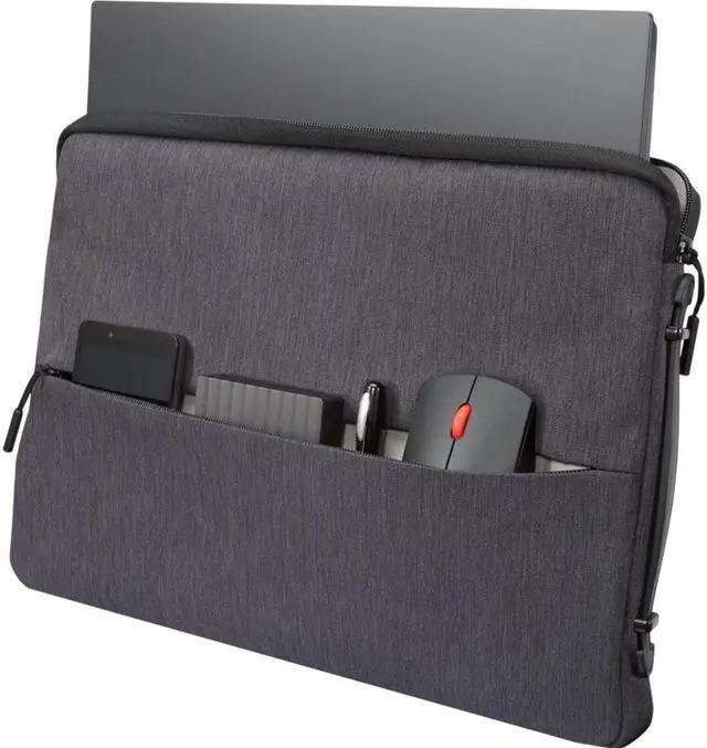 Alt view image 5 of 16 - lenovo urban laptop sleeve for 14" notebook, water resistant, soft padded compartments, accessory storage, reinforced rubber corners, extendable handle, gx40z50941, charcoal grey