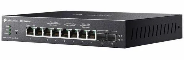 Alt view image 4 of 11 - TP-Link Omada 8-Port 2.5GBASE-T and 2-Port 10GE SFP+ Smart Switch with 8-Port PoE+ - Gigabit Ethernet, 100 Gigabit Ethernet, 2.5 Gigabit Ethernet - 100Base-T, 1000Base-T, 2500Base-T, 10GBase-X - 180.1