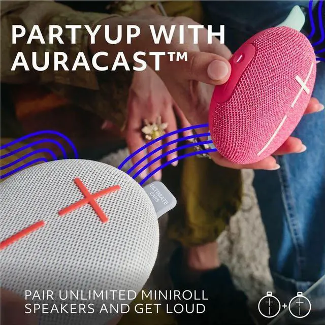 Alt view image 5 of 7 - Ultimate Ears MINIROLL Ultra-Portable Waterproof Bluetooth Speaker, Big Bass, IP67 Dustproof, 131 ft (40 m) Range - Revive Grey
