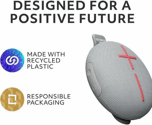 Alt view image 7 of 7 - Ultimate Ears MINIROLL Ultra-Portable Waterproof Bluetooth Speaker, Big Bass, IP67 Dustproof, 131 ft (40 m) Range - Revive Grey