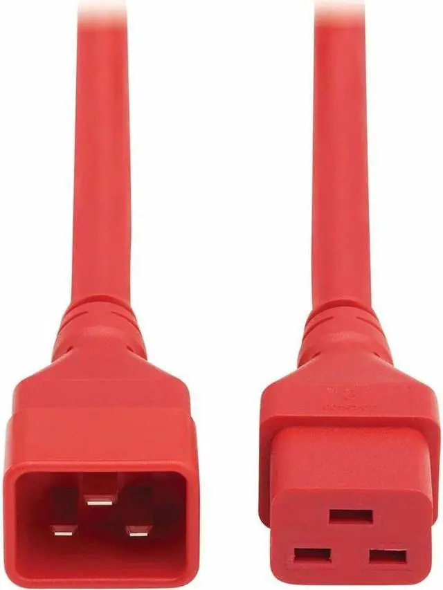 Alt view image 3 of 9 - Eaton Tripp Lite Series Power Extension Cord, C20 to C19 - Heavy-Duty, 20A, 250V, 12 AWG, 2 ft. (0.6 m), Red - For Server Chassis, Server, Router, Network Device, UPS, PDU, Network Switch - 12 Gauge -