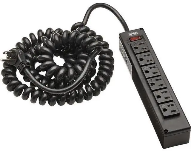 Alt view image 9 of 20 - Tripp Lite SafeIT 6-Outlet Surge Protector 10 ft. Spiral Cord Black TLP610COILAM