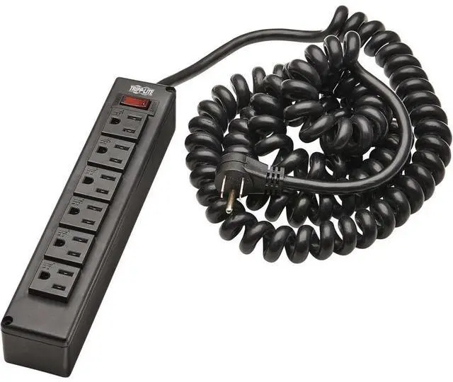 Alt view image 13 of 20 - Tripp Lite SafeIT 6-Outlet Surge Protector 10 ft. Spiral Cord Black TLP610COILAM
