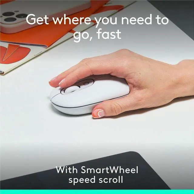 Alt view image 4 of 12 - Logitech POP Mouse - Wireless - 32.81 ft - Bluetooth - Off White - Scroll Wheel - 4 Button(s) - 1 x AA Battery Supported