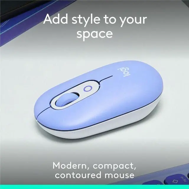 Alt view image 2 of 7 - Logitech POP Mouse - Wireless - 32.81 ft - Bluetooth - Lilac - Scroll Wheel - 4 Button(s) - 1 x AA Battery Supported
