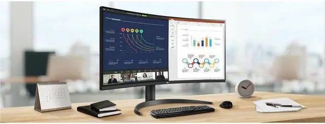 Alt view image 4 of 8 - LG 34BR55QC-B 34'' UltraWide QHD Curved Monitor with USB Type-C