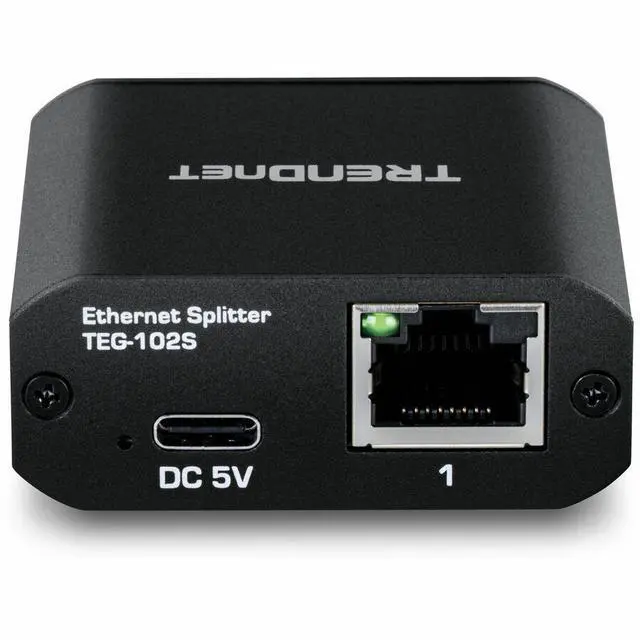 Alt view image 9 of 15 - TRENDnet 2-Port Gigabit Splitter with USB Type C Power, TEG-102S, Splits One Network Connection Into Two, Ethernet Splitter, USB Type C Power Cable Included, NDAA & TAA Compliant