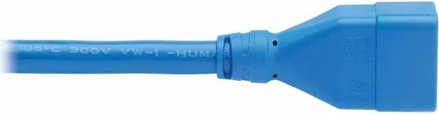 Alt view image 7 of 8 - Eaton Tripp Lite Series Power Extension Cord, C20 to C19 - Heavy-Duty, 20A, 250V, 12 AWG, 2 ft. (0.6 m), Blue - For Server Chassis, Server, Router, Network Device, UPS, PDU, Network Switch - 12 Gauge