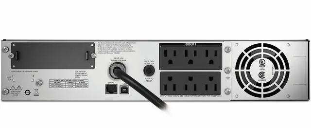 Alt view image 2 of 2 - APC by Schneider Electric Smart-UPS 1.5kVA 120V RM SHIPBOARD - AVR - 3 Hour Recharge - 7 Minute Stand-by - 120 V Input - 120 V AC Output - Serial Port - 6 x NEMA 5-15R - 6 x Battery/Surge Outlet - TAA