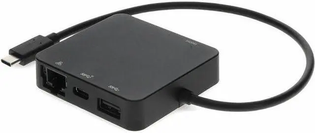 Main image of AddOn 8in USB-C Male to USB 3.1 (C), HDMI 4K, USB 3.1 Gen 2 (A), and RJ-45 Female Black Hub - This is a 8in USB-C Male to USB 3.1 (C), HDMI 4K, USB 3.1 Gen 2 (A), and RJ-45 female black hub. It allows