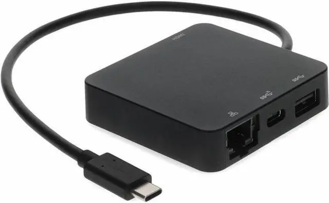Alt view image 7 of 9 - AddOn 8in USB-C Male to USB 3.1 (C), HDMI 4K, USB 3.1 Gen 2 (A), and RJ-45 Female Black Hub - This is a 8in USB-C Male to USB 3.1 (C), HDMI 4K, USB 3.1 Gen 2 (A), and RJ-45 female black hub. It allows