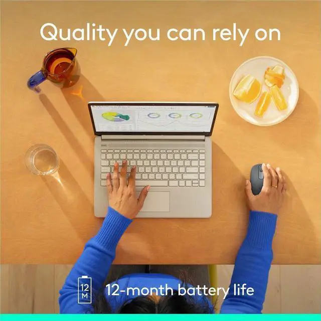 Alt view image 2 of 7 - Logitech M196 Bluetooth Wireless Mouse, Compact and Portable Mouse for Laptops, Tablets and More, 12-Month Battery, Smooth Tracking, Compatible With PC and Mac, Windows and macOS (Graphite) - Optical