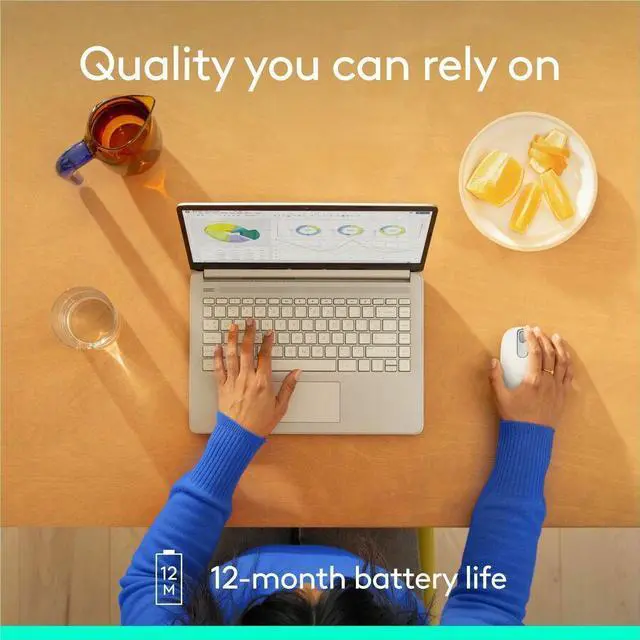 Alt view image 3 of 7 - Logitech M196 Bluetooth Wireless Mouse, Compact and Portable Mouse for Laptops, Tablets and More, 12-Month Battery, Smooth Tracking, Compatible With PC and Mac, Windows and macOS (Off-white) - Optical