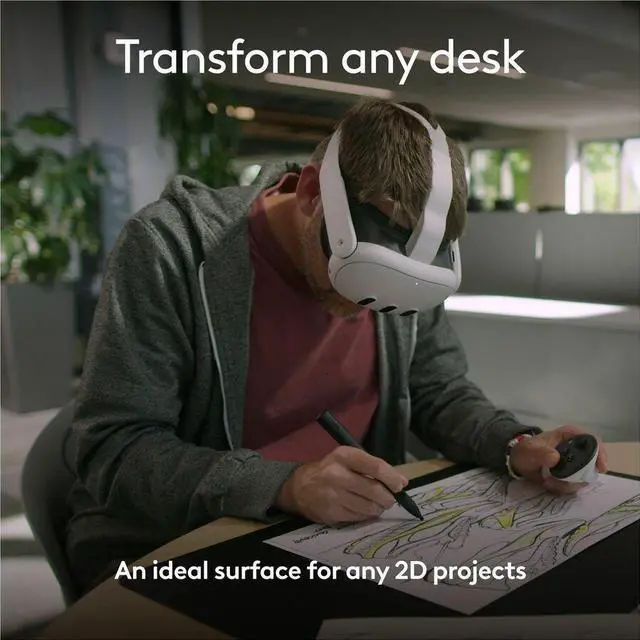 Alt view image 2 of 8 - Logitech MX Mat for MX Ink Mixed Reality (MR) Stylus - Meta Quest 2, Meta Quest 3, Meta Quest 3S - Drawing, Table - 16.54" Length x 23.43" Width x 0.070" Depth - Polycarbonate, Natural