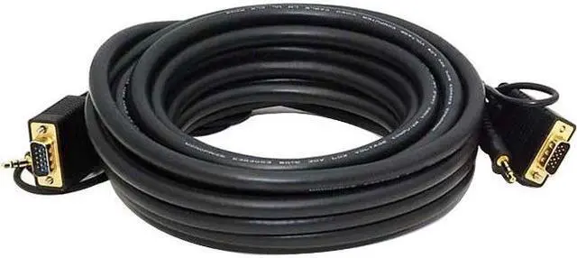 Alt view image 12 of 12 - Monoprice Super VGA Cable - 25 Feet - HD15 Male/Male with Stereo Audio and Triple Shielding (Gold Plated)