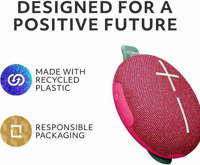 Alt view image 2 of 7 - Ultimate Ears MINIROLL Ultra-Portable Waterproof Bluetooth Speaker, Big Bass, IP67 Dustproof, 131 ft (40 m) Range - Calming Pink