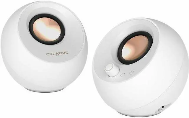 Main image of Creative Pebble Pro 2.0 Portable Bluetooth Speaker System - 10 W RMS - White - Desktop - 80 Hz to 20 kHz