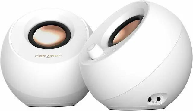 Alt view image 3 of 7 - Creative Pebble Pro 2.0 Portable Bluetooth Speaker System - 10 W RMS - White - Desktop - 80 Hz to 20 kHz
