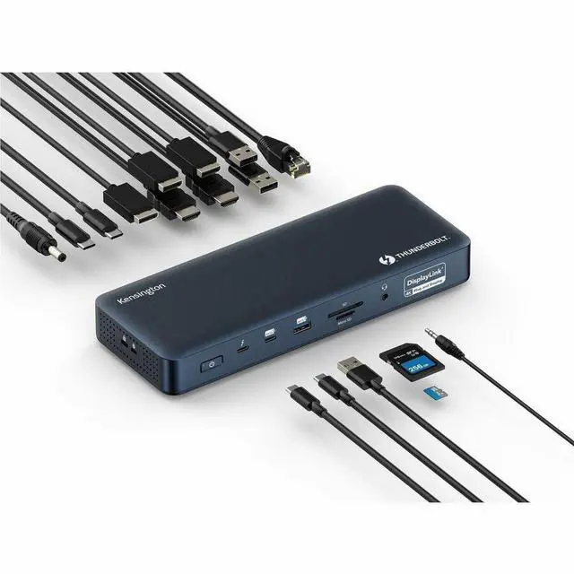 Alt view image 5 of 15 - Kensington SD5900T Docking Station - for Notebook/Smartphone/Monitor/AirPod/Smartwatch/Solid State Drive/Memory Card Reader - Charging Capability - Memory Card Reader - SD, microSD - 149.10 W - Thunde