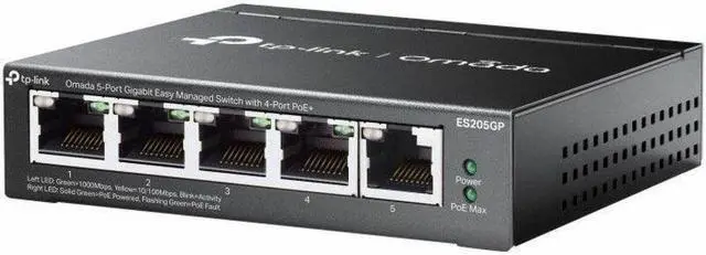 Alt view image 4 of 10 - TP-Link Omada 5-Port Gigabit Easy Managed Switch - 5 Ports - Manageable - Gigabit Ethernet - 10/100/1000Base-T - 2 Layer Supported - 65 W PoE Budget - Twisted Pair - PoE Ports - Desktop, Wall Mountabl