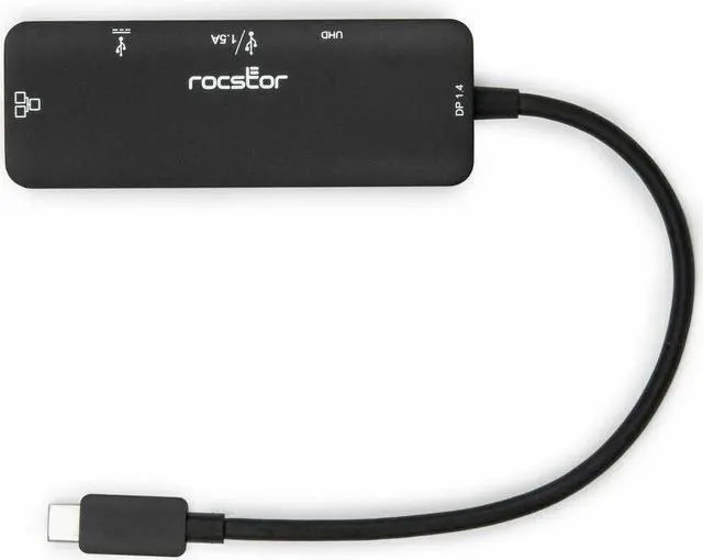Alt view image 2 of 9 - Rocstor Premium USB Type-C 4-in-1 4K Multiport Adapter - for Desktop PC/Notebook/Tablet/Smartphone/Monitor - Charging Capability - USB Type C - 4K @ 60Hz, 4K, 4K UHD - 3840 x 2160 - 2 x USB Ports - 1
