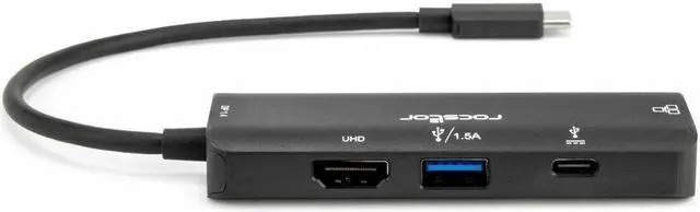 Alt view image 5 of 9 - Rocstor Premium USB Type-C 4-in-1 4K Multiport Adapter - for Desktop PC/Notebook/Tablet/Smartphone/Monitor - Charging Capability - USB Type C - 4K @ 60Hz, 4K, 4K UHD - 3840 x 2160 - 2 x USB Ports - 1