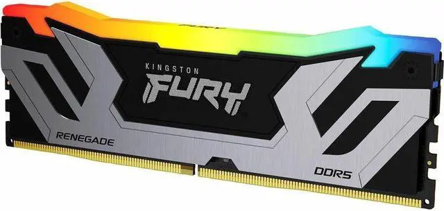 Alt view image 2 of 11 - Kingston FURY Renegade RAM Module - 24 GB - RGB - DDR5-8400/PC5-67200 DDR5 SDRAM - 8400 MHz Single-rank Memory - CL40 - 1.45 V - On-die ECC - Unbuffered - 288-pin - DIMM - Lifetime Warranty