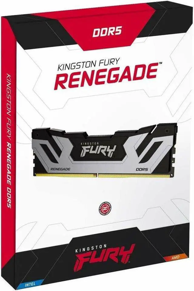 Alt view image 2 of 14 - Kingston FURY Renegade RAM Module - 24 GB - DDR5-8400/PC5-67200 DDR5 SDRAM - 8400 MHz Single-rank Memory - CL40 - 1.45 V - On-die ECC - Unbuffered - 288-pin - DIMM - Lifetime Warranty