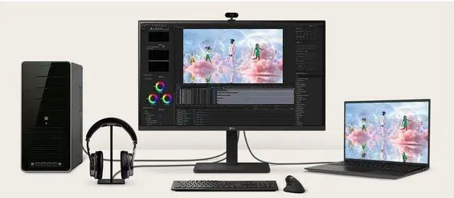 Alt view image 3 of 7 - LG 27'' IPS FHD 100Hz Monitor with Built-in Speakers, 27BA560-B