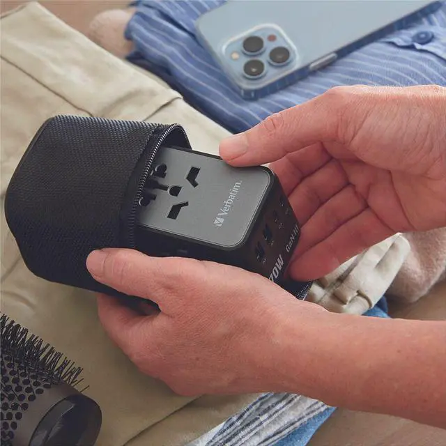 Alt view image 6 of 9 - Verbatim UTA-09 Gan III Universal Travel Adapter 70W - USB-C, USB-A - 70 W - 120 V AC, 230 V AC Input