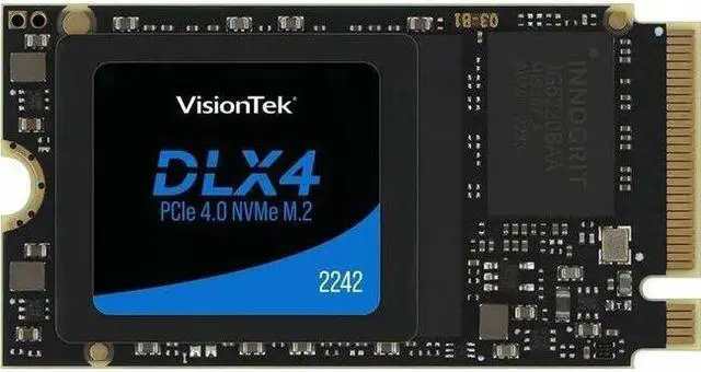 Main image of VisionTek DLX4 512 GB Solid State Drive - M.2 2242 Internal - PCI Express NVMe (PCI Express NVMe 4.0 x4) - Desktop PC, Network Controller Device Supported - 250 TB TBW - 4725 MB/s Maximum Read Transfe