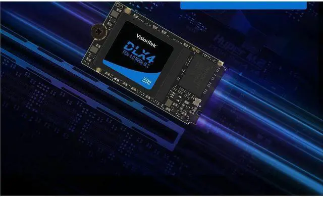 Alt view image 2 of 4 - VisionTek DLX4 512 GB Solid State Drive - M.2 2242 Internal - PCI Express NVMe (PCI Express NVMe 4.0 x4) - Desktop PC, Network Controller Device Supported - 250 TB TBW - 4725 MB/s Maximum Read Transfe