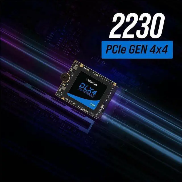 Alt view image 3 of 7 - VisionTek DLX4 512 GB Solid State Drive - M.2 2230 Internal - PCI Express NVMe (PCI Express NVMe 4.0 x4) - Desktop PC, Storage System Device Supported - 250 TB TBW - 4725 MB/s Read  901699