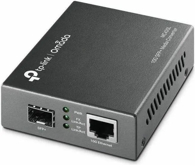 Main image of TP-Link MC420L Omada 10G Multi-Gigabit SFP Media Converter - 1 x Network (RJ-45) - Single-mode, Multi-mode - 10 Gigabit Ethernet - 10GBase-SR, 10GBase-LR, 10GBase-T - 1 x Expansion Slots - SFP+ - 1 x