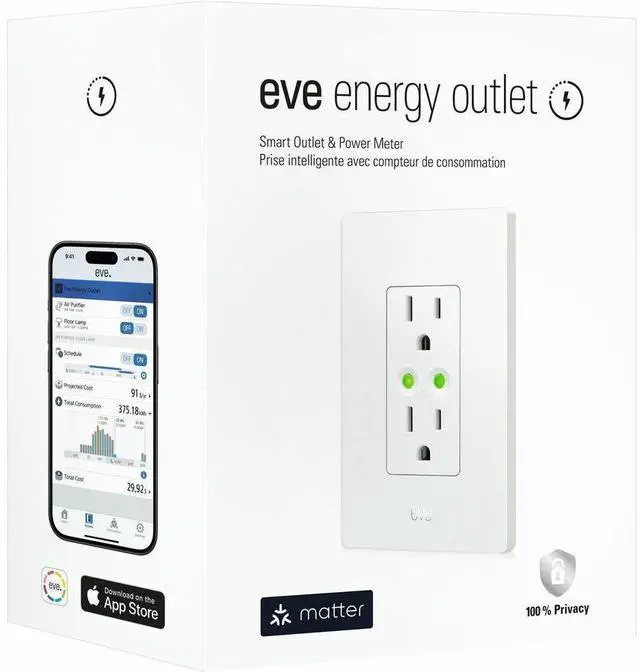 Alt view image 3 of 7 - Eve Energy Outlet - Smart Outlet & Power Meter (Matter)