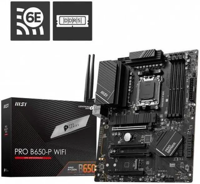 Alt view image 2 of 6 - MSI PRO B650-P WIFI AM5 AMD B650 SATA 6Gb/s DDR5 Ryzen 7000 ATX Motherboard