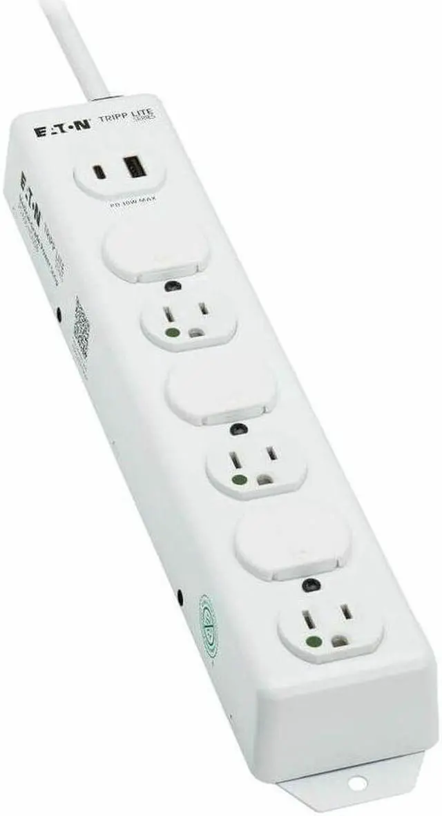 Alt view image 4 of 15 - Tripp Lite Safe-IT UL 1363 Medical-Grade Power Strip, 6 Outlets, 6-Ft Cord