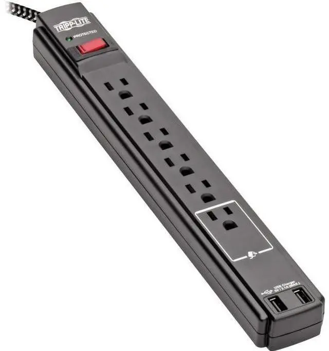 Alt view image 8 of 11 - Safe-IT Surge Protector 6-Outlet 2 USB Ports Antimicrobial 10ft Cord